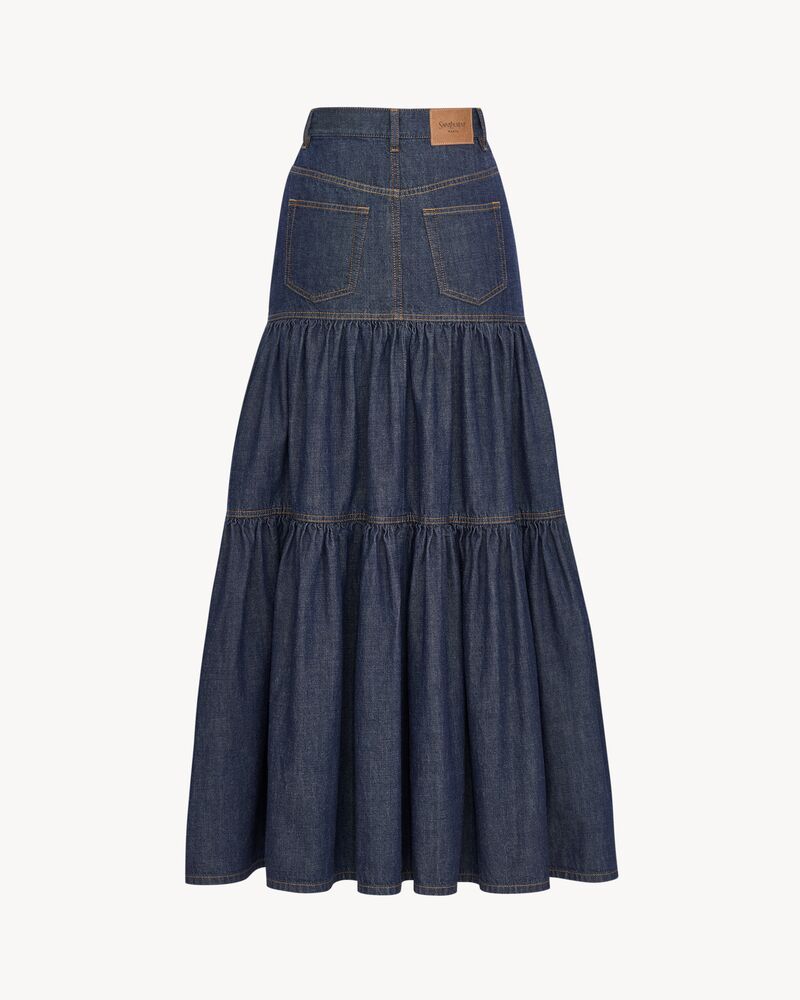 long skirt in indigo denim