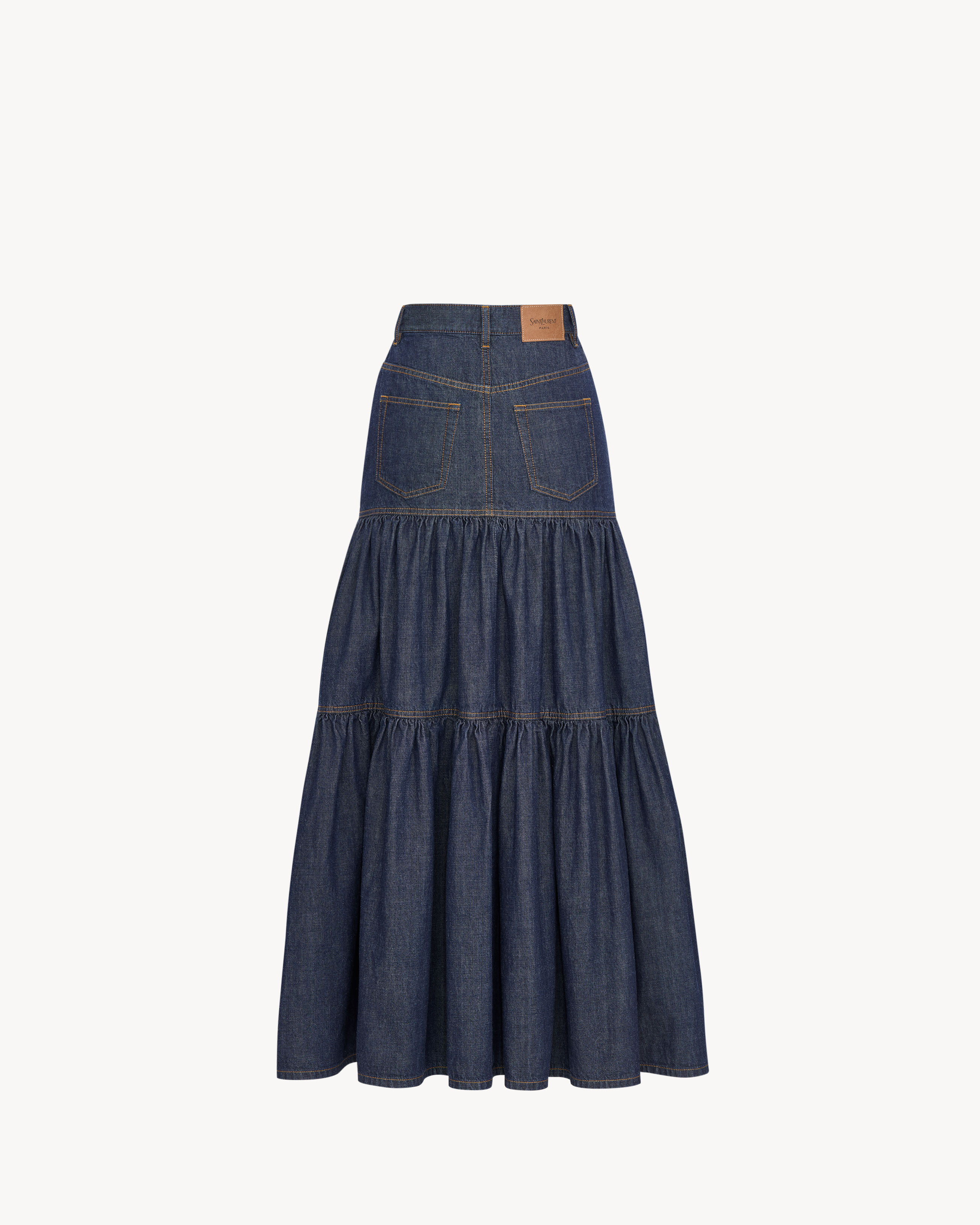 long skirt in indigo denim