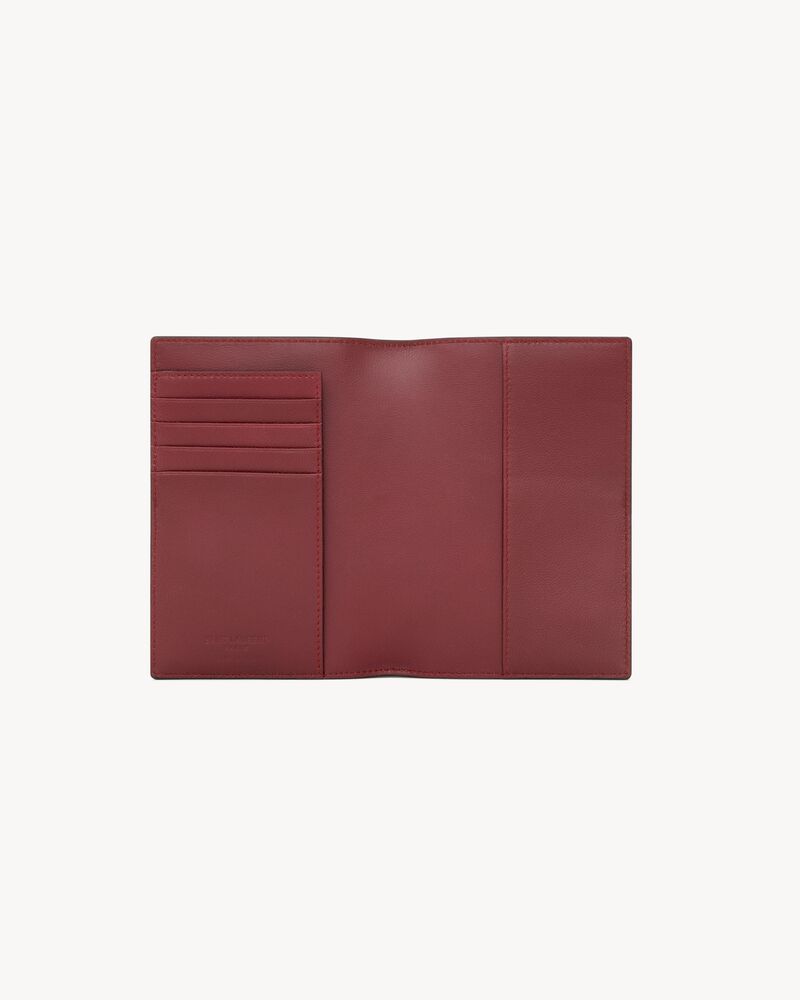 SAINT LAURENT PARIS passport case in two-tone smooth leather