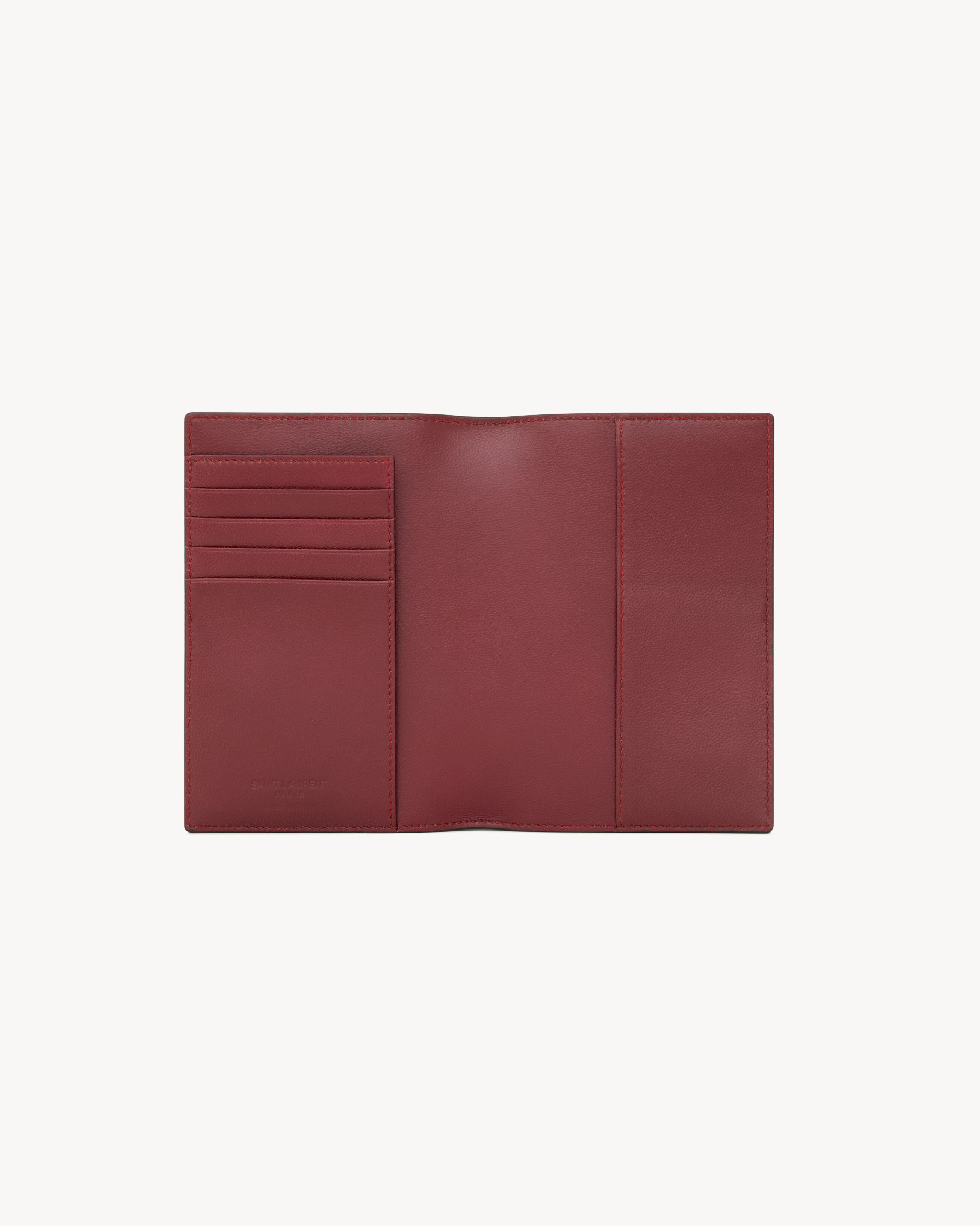 SAINT LAURENT PARIS passport case in two-tone smooth leather