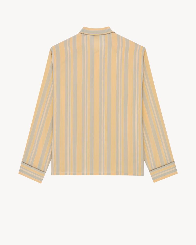 pajama top in striped cotton and silk