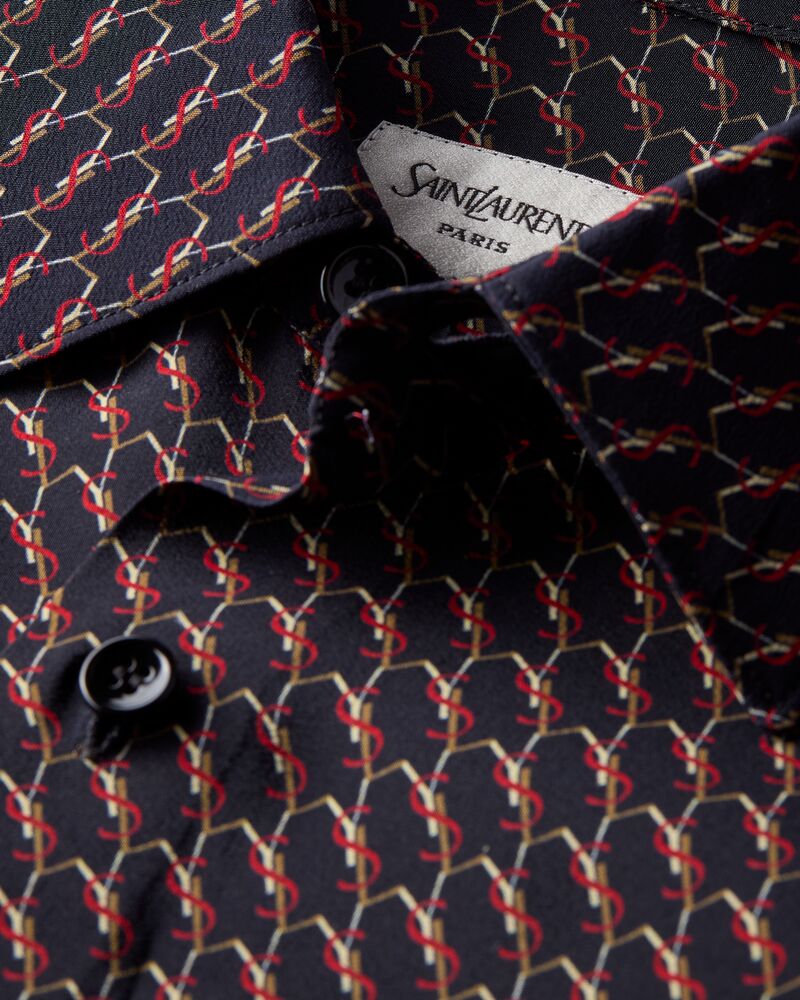 shirt in silk with cassandre all over