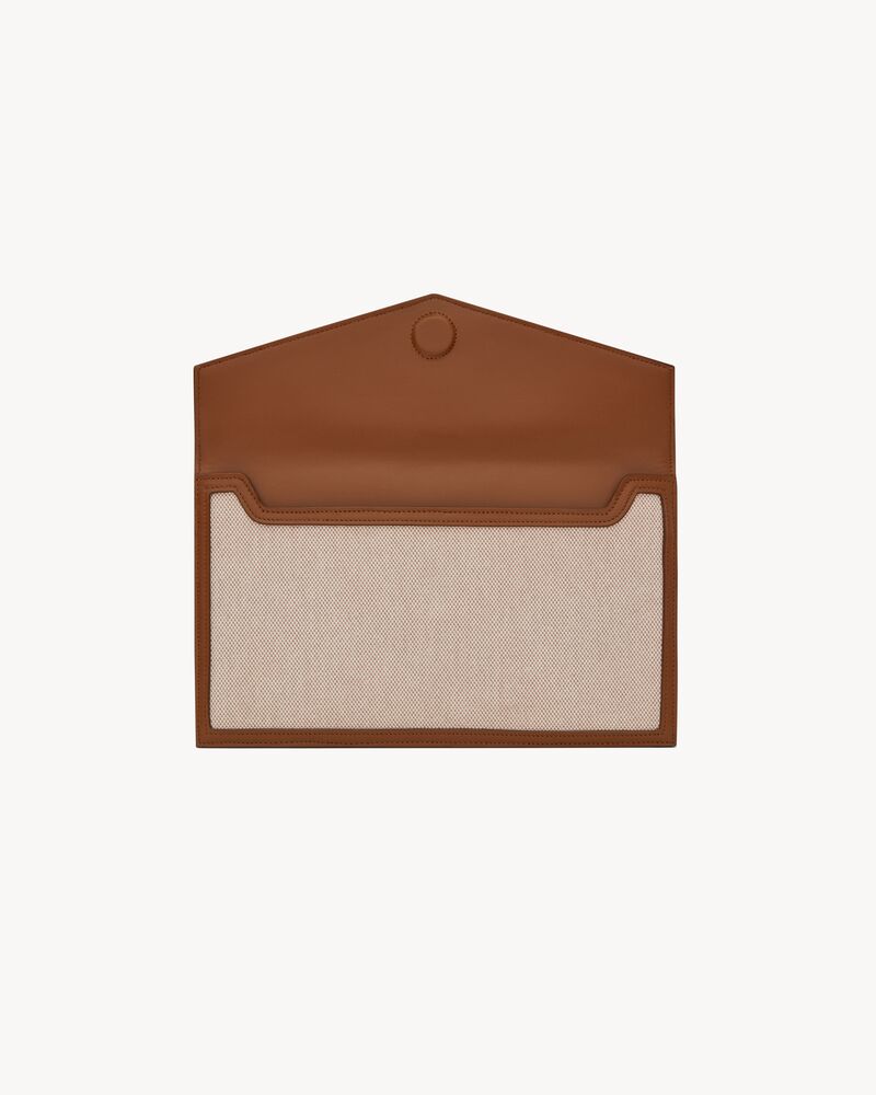 Pochette Uptown de lona y piel lisa