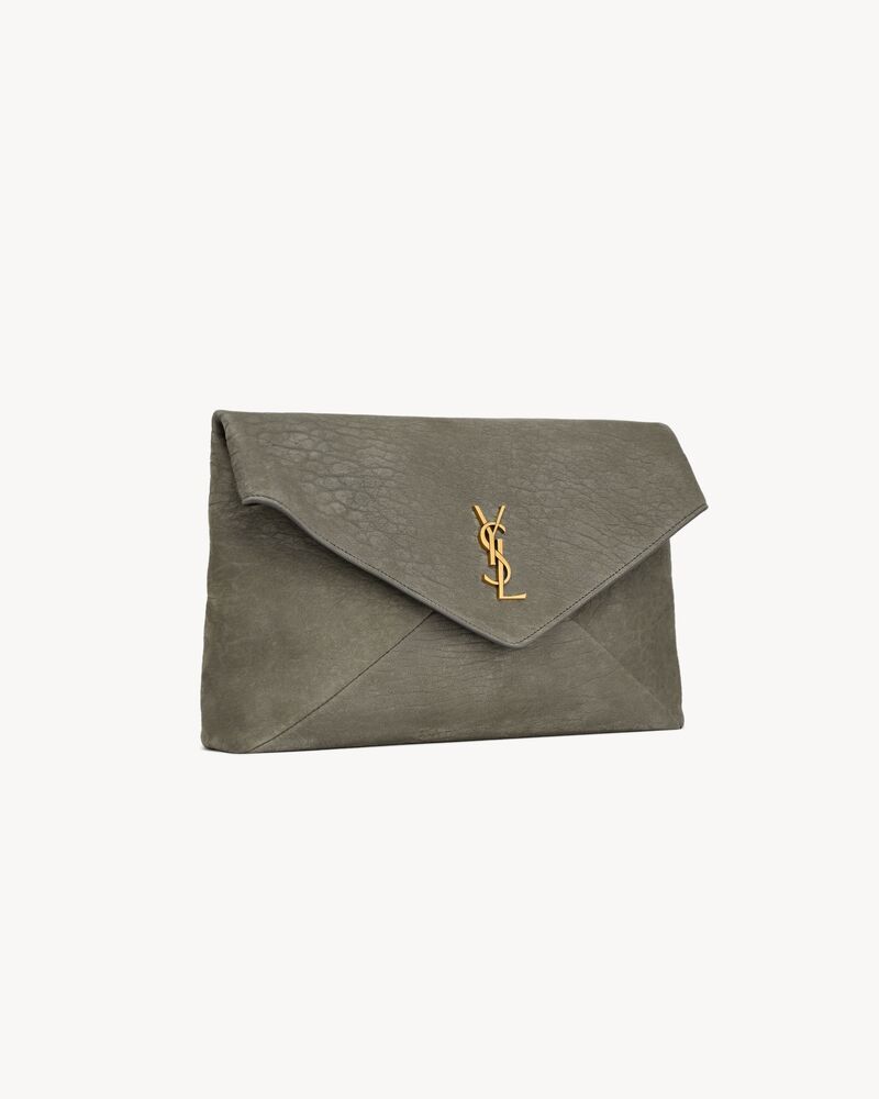 CASSANDRE large envelope pouch in lambskin in Beige | Saint