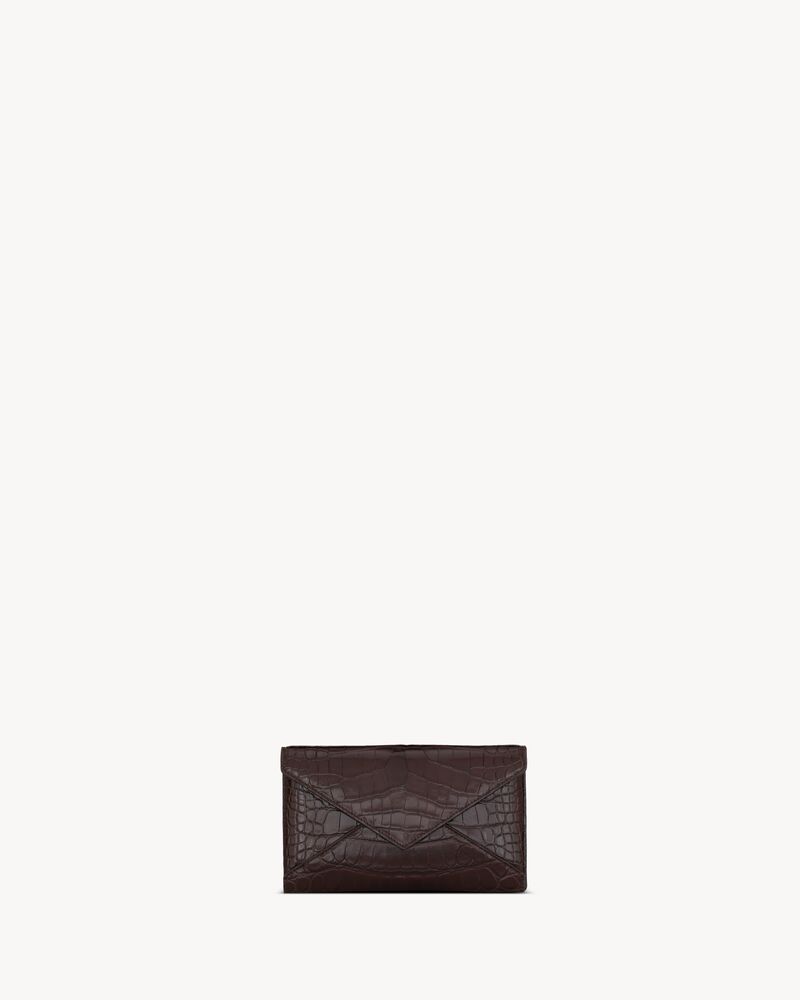 LETTER chain wallet in shiny alligator
