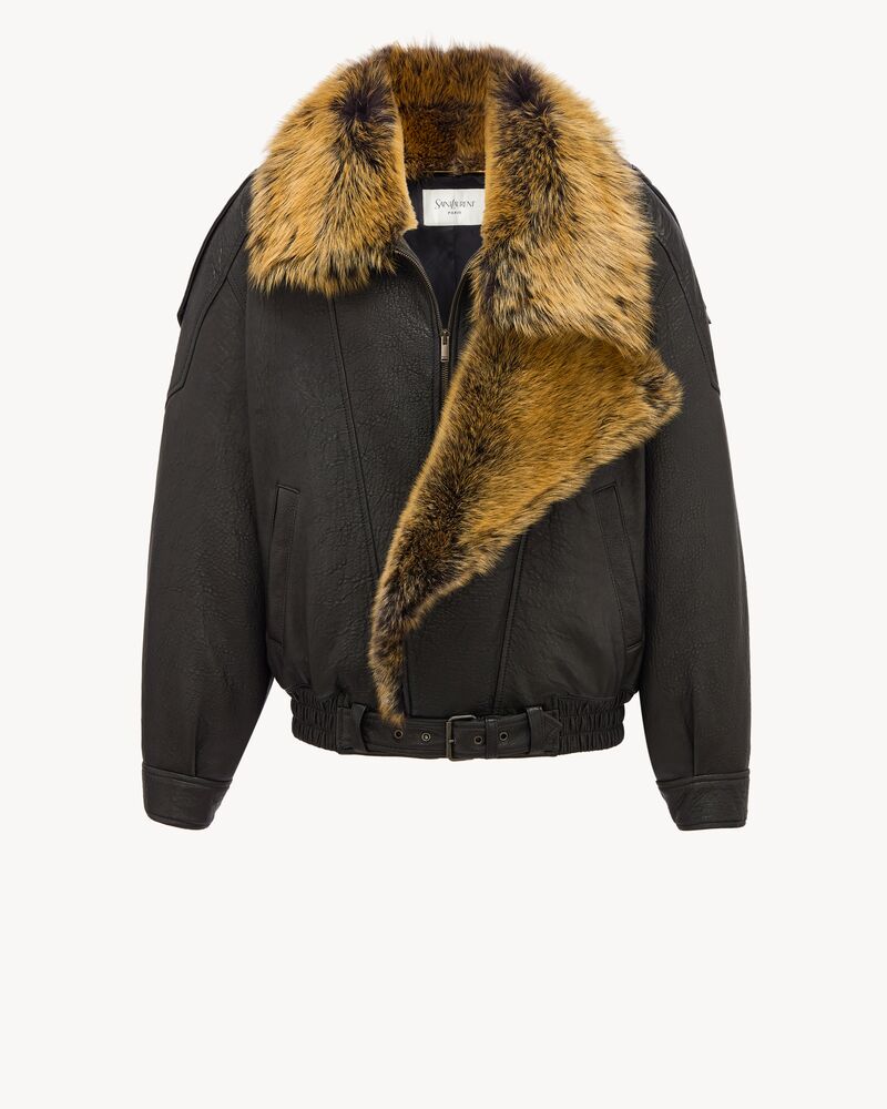 Bomberjacke aus Bubble-Lammleder und Shearling