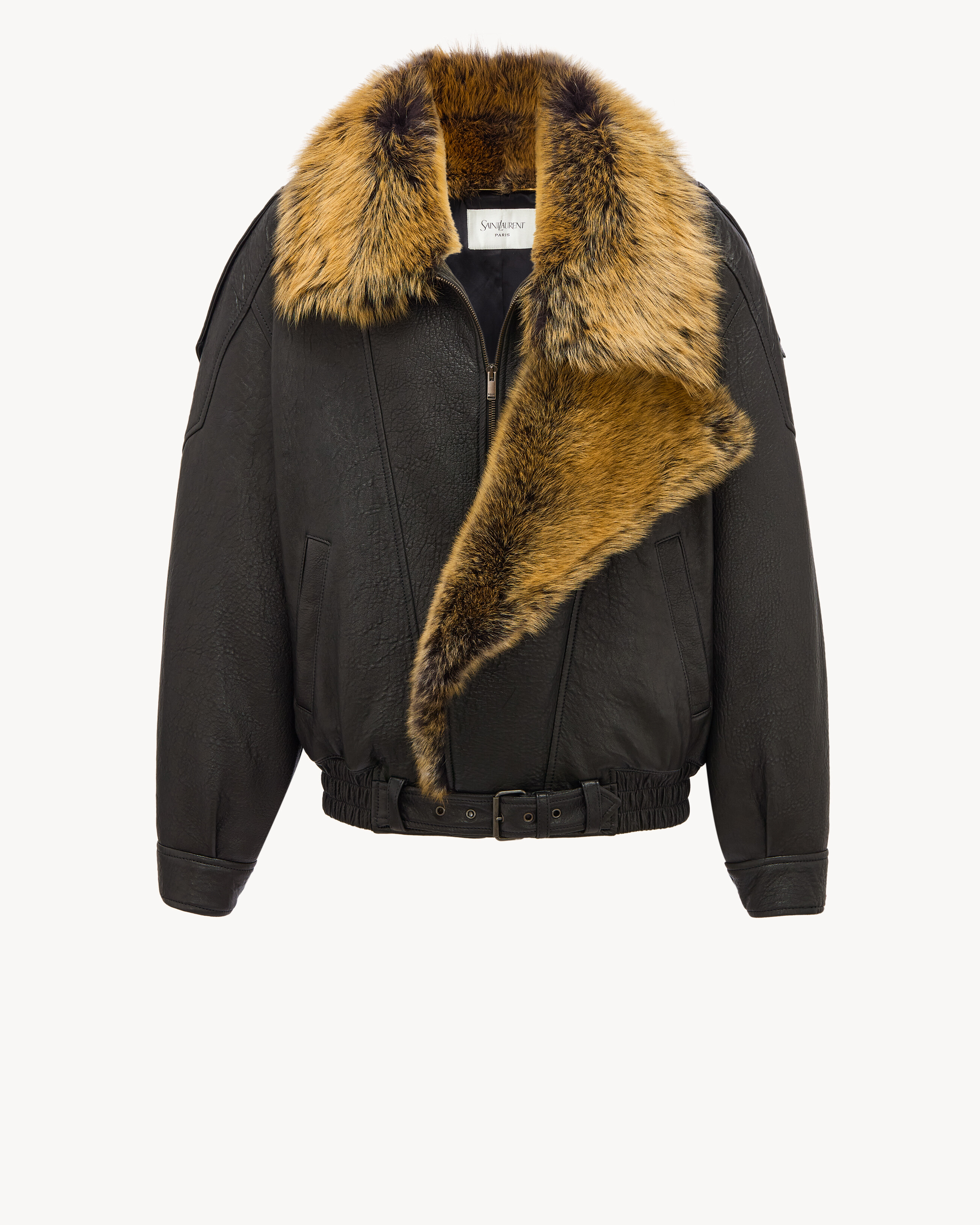 Bomberjacke aus Bubble-Lammleder und Shearling