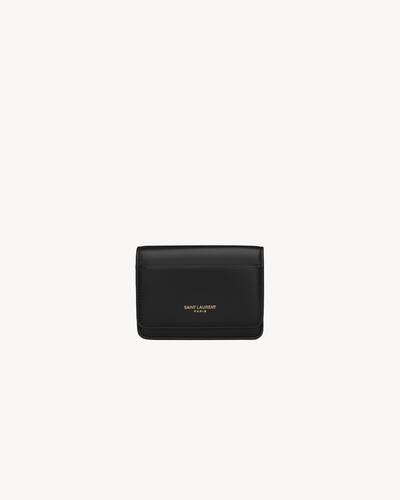 SAINT LAURENT PARIS business card case in smooth leather in Black