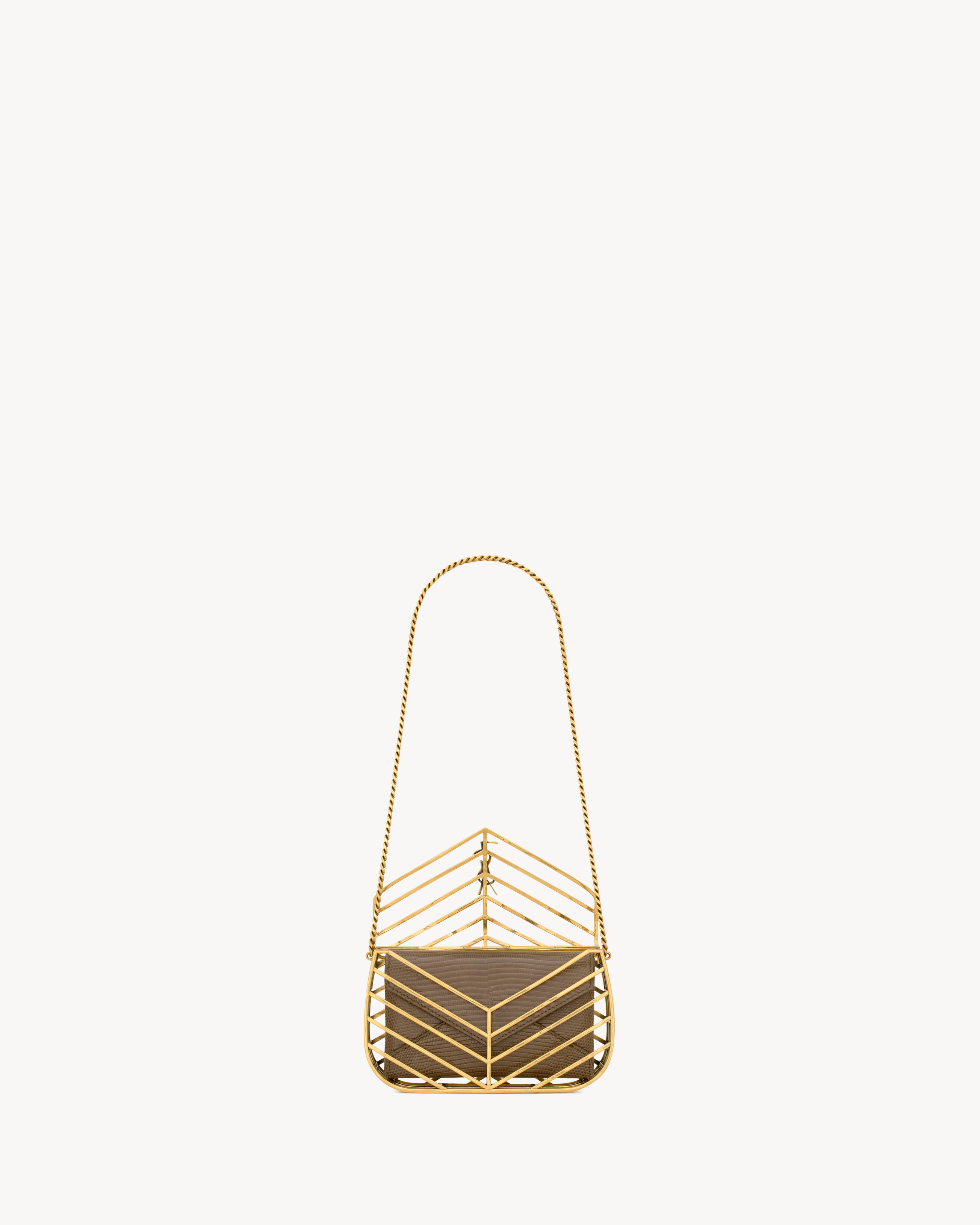 LOULOU minaudière in metal and lizard
