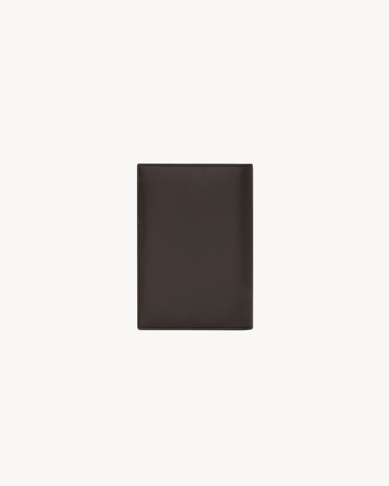 SAINT LAURENT PARIS passport case in two-tone smooth leather