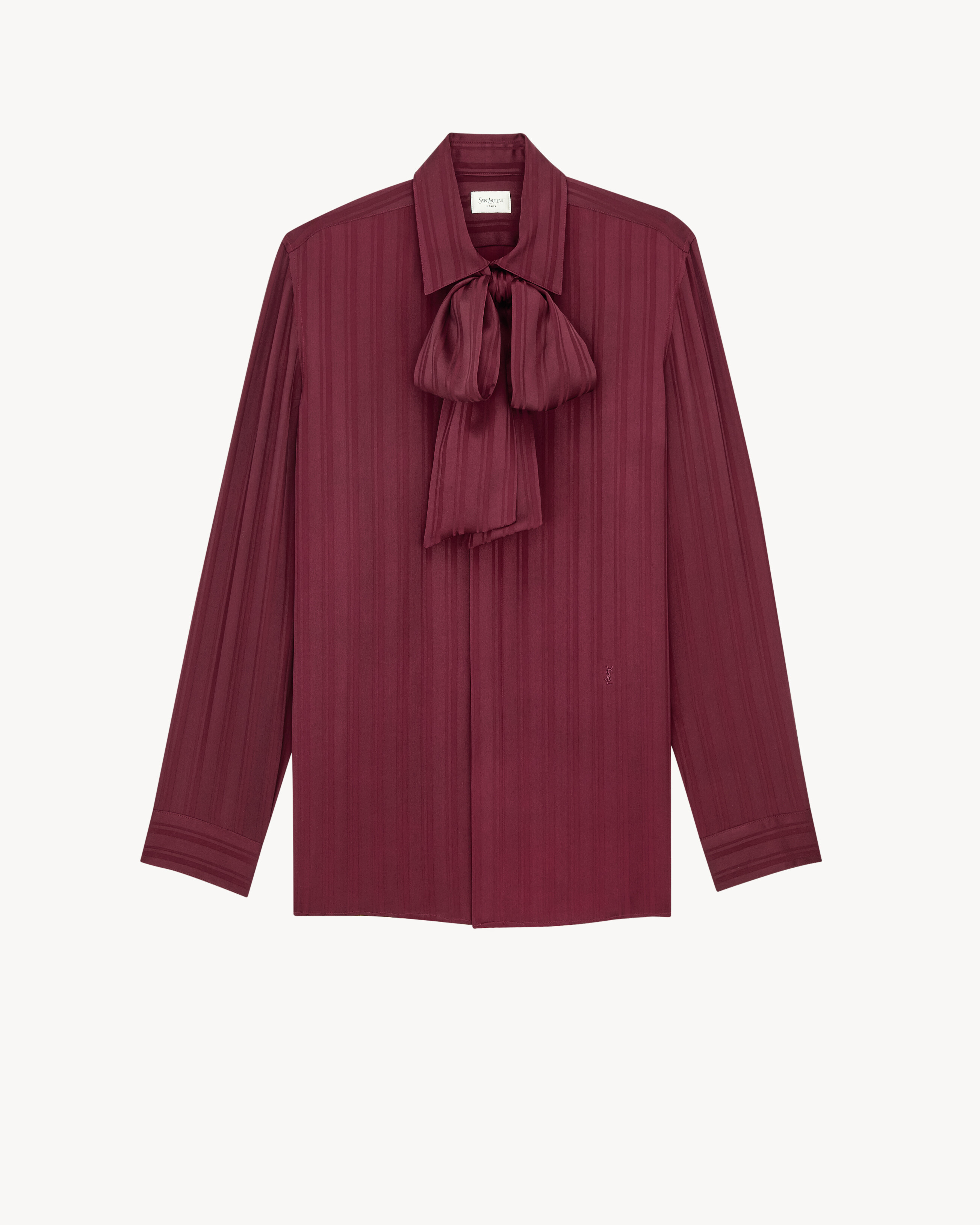 CASSANDRE lavallière blouse in striped silk jacquard