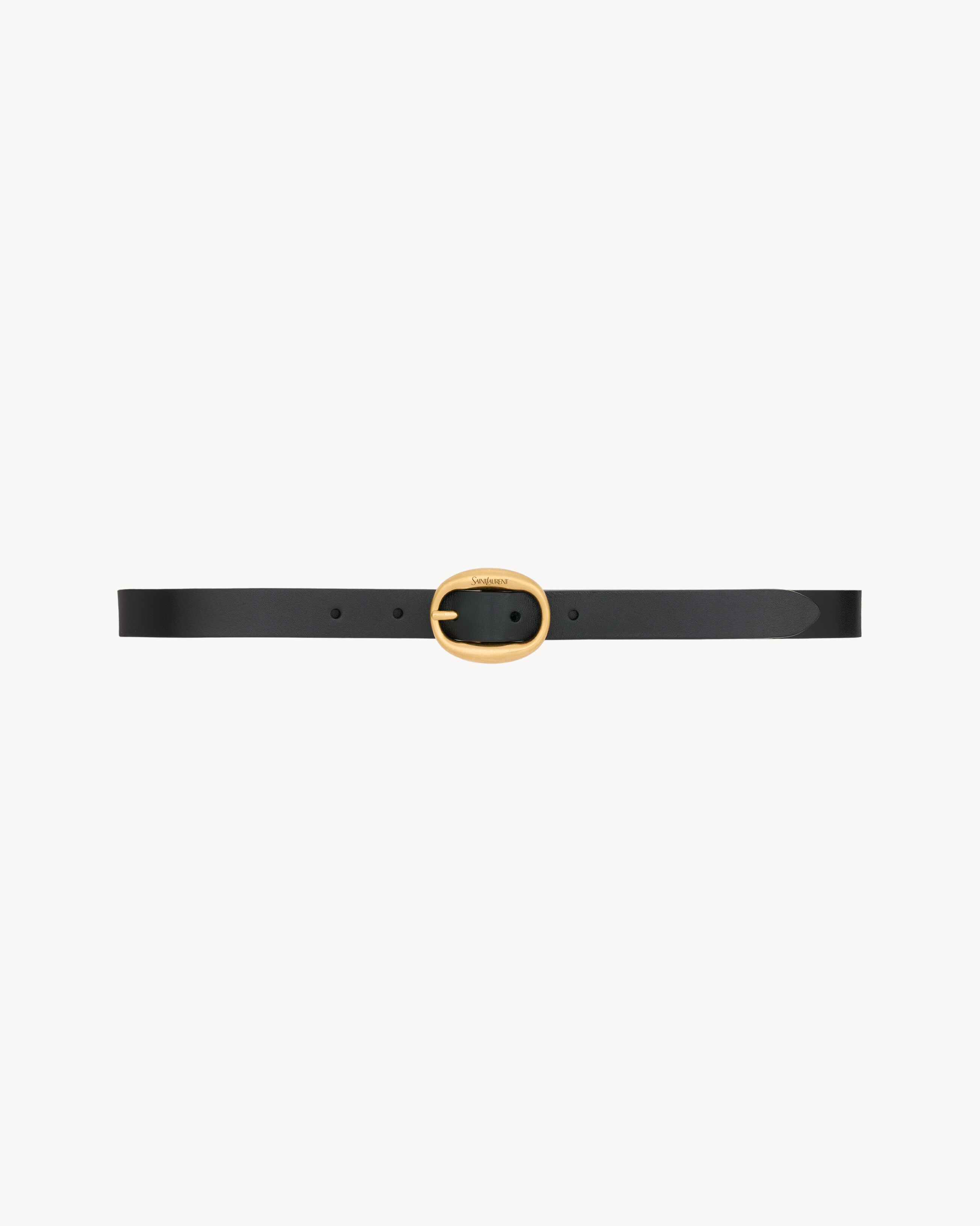 oval buckle belt in smooth leather