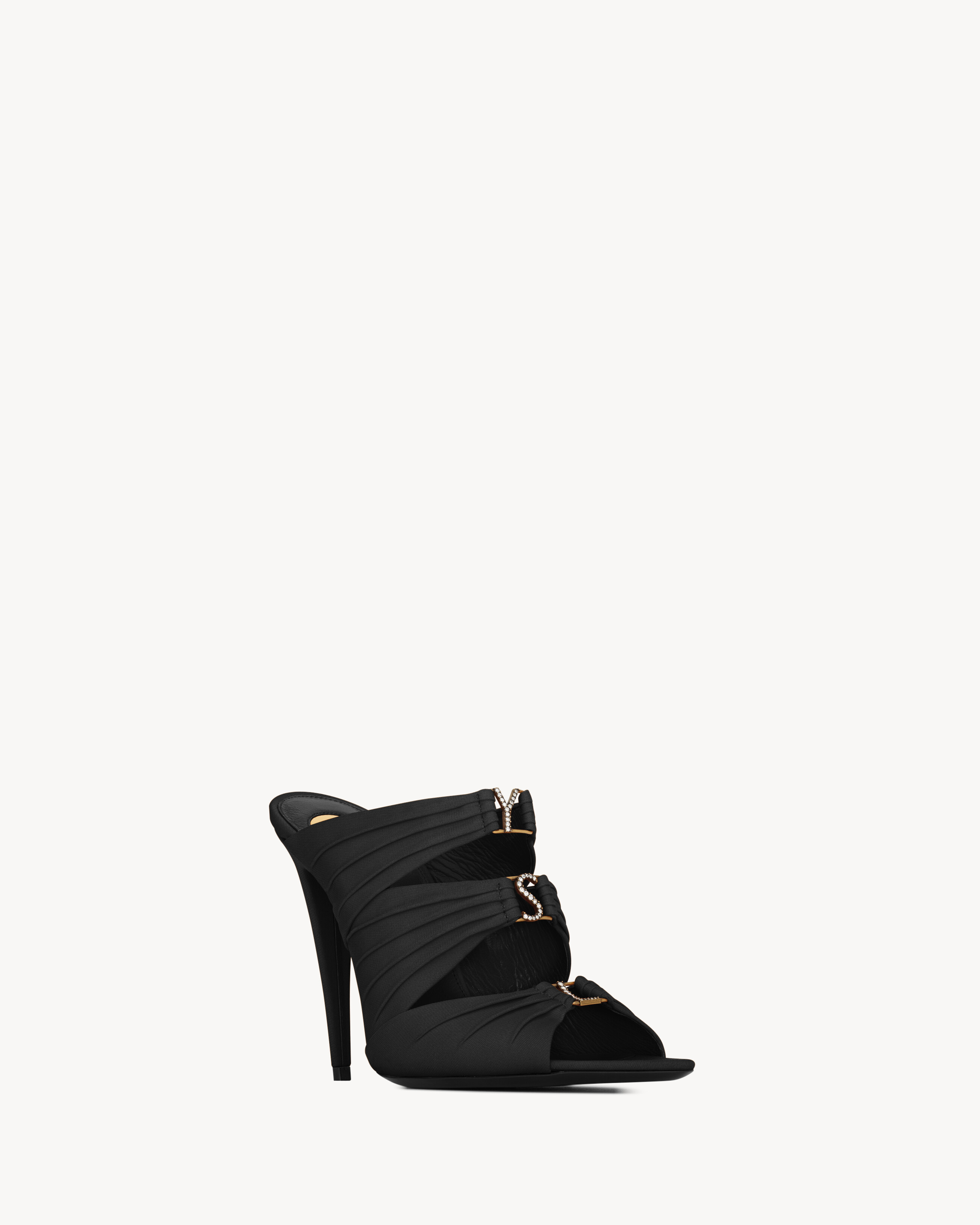 EMILIE mules in satin crepe in Black | Saint Laurent | YSL EN-US