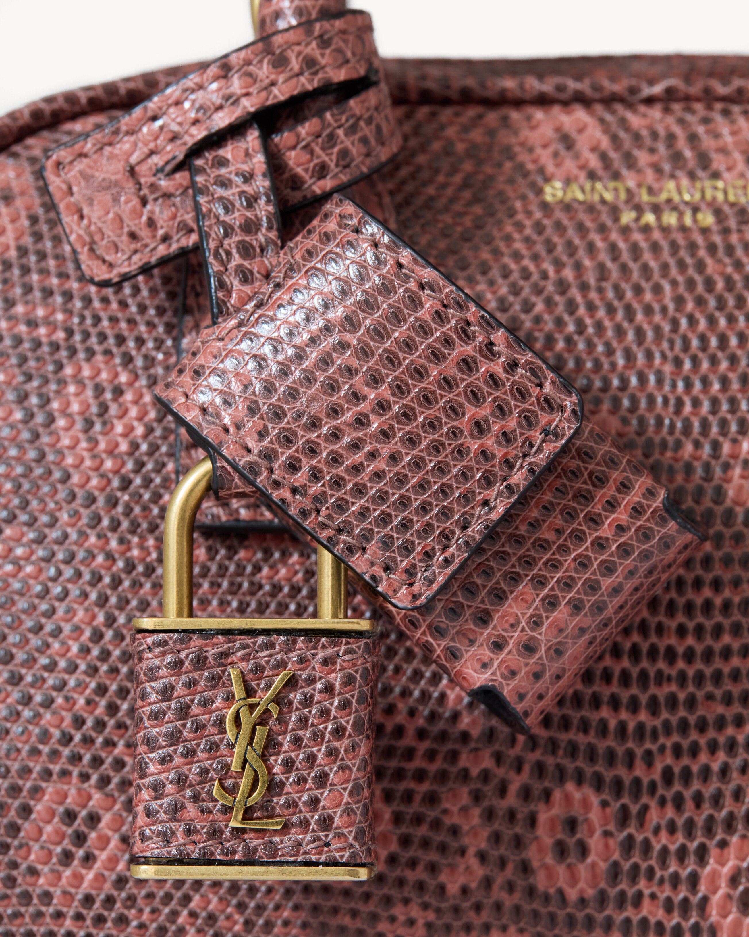 Yves Saint Laurent ダークブラウン ボストンバッグ サック ド ジュール ボストン ミニ（リザード） レッド | Saint