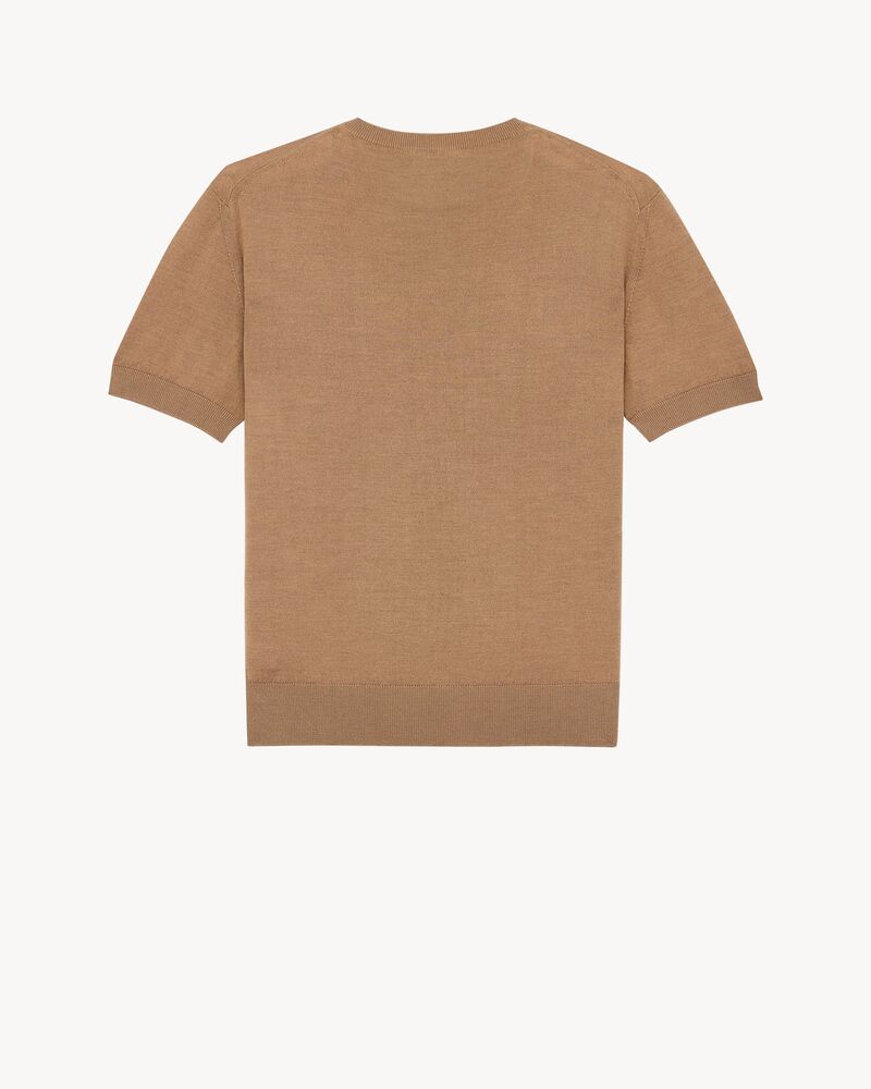 crewneck T-shirt in cashmere, wool, and silk