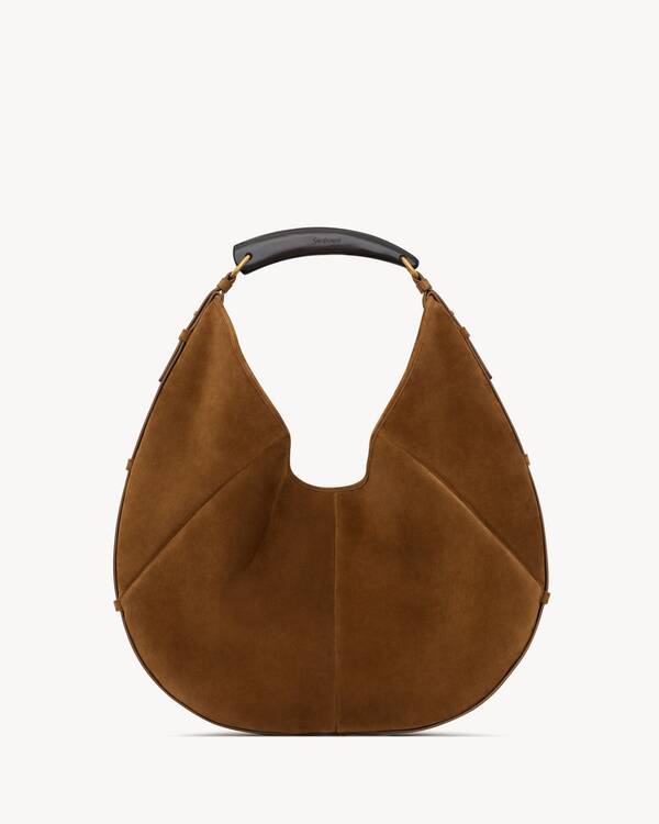 SAINT LAURENT ルーカス ホーボーバッグ MOMBASA large in suede in Brown | Saint Laurent | YSL US | ID
