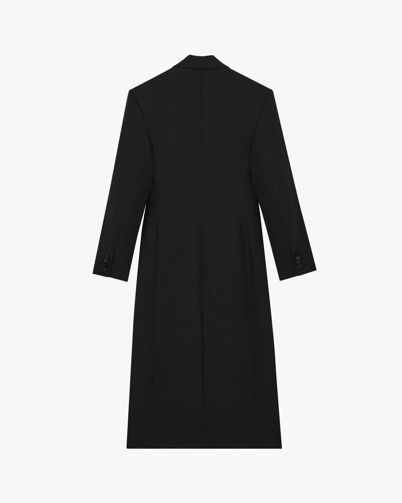 long tuxedo coat in grain de poudre
