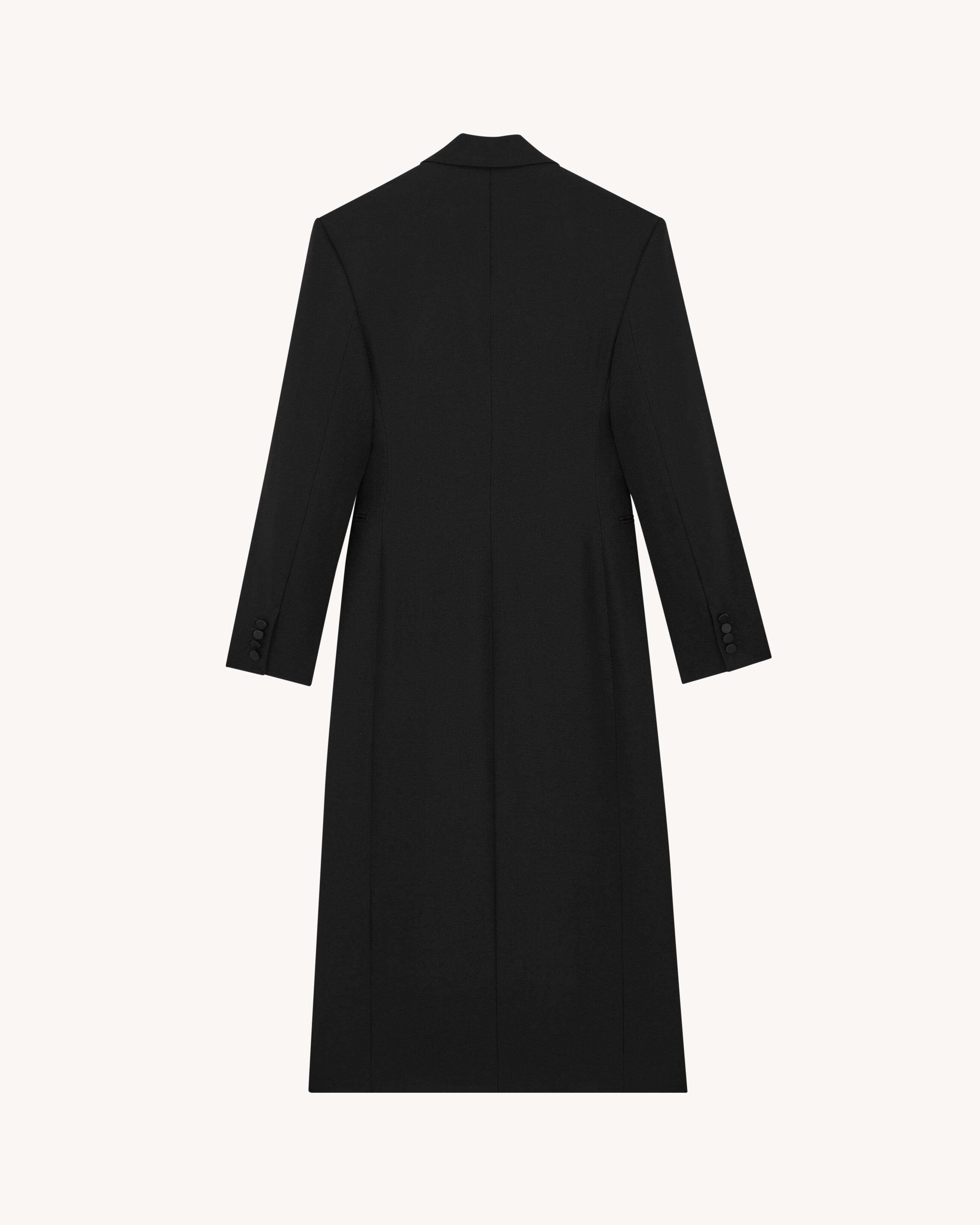 long tuxedo coat in grain de poudre