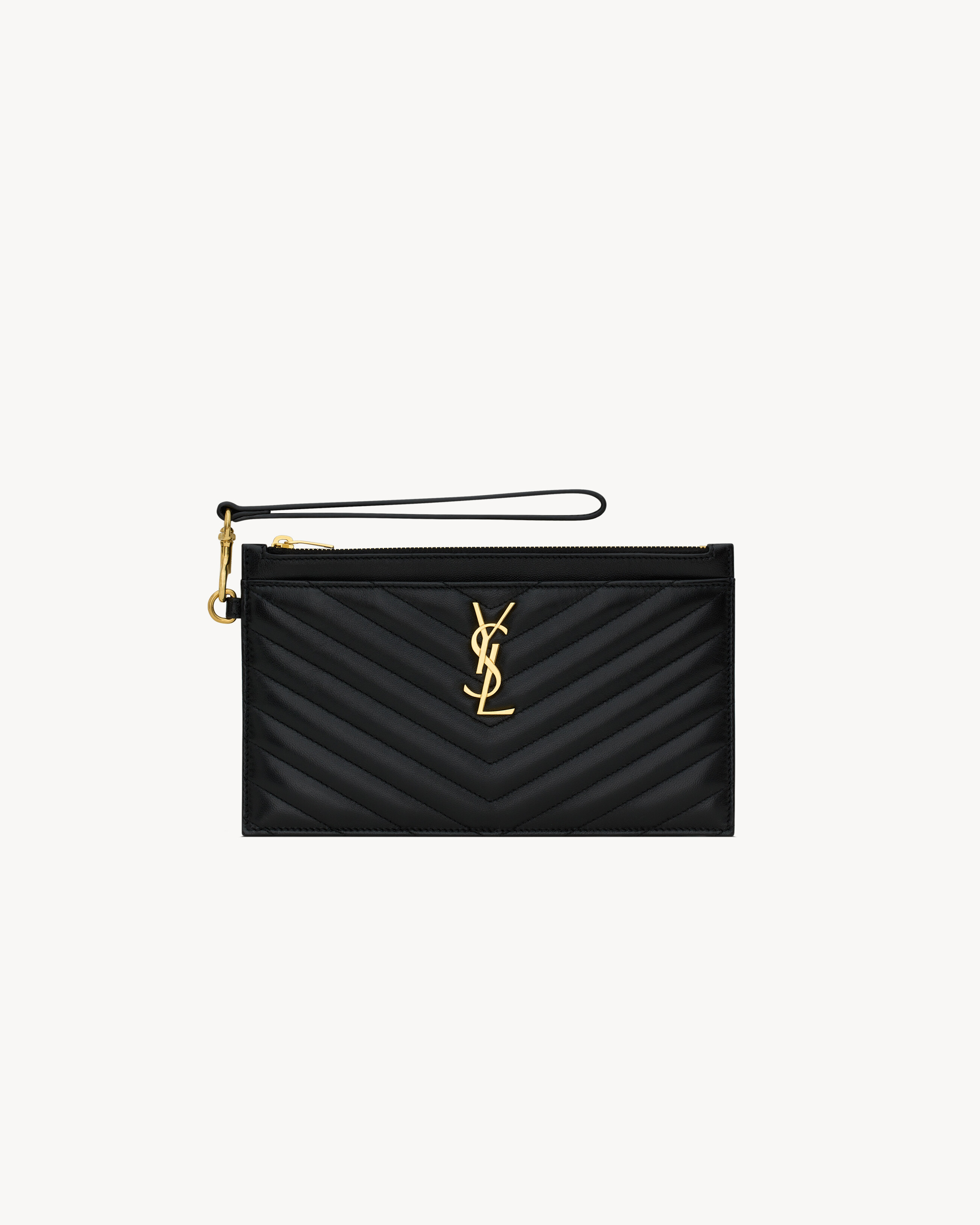 Pochette grande con cremallera Cassandre Matelassé de piel de cordero