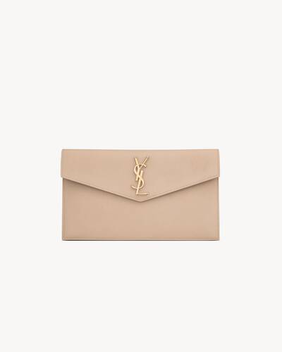 UPTOWN pouch in grain de poudre leather in Beige | Saint Laurent