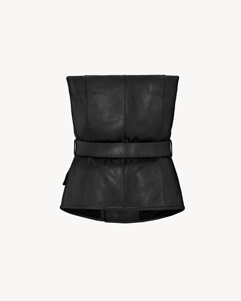 biker bustier in creased leather