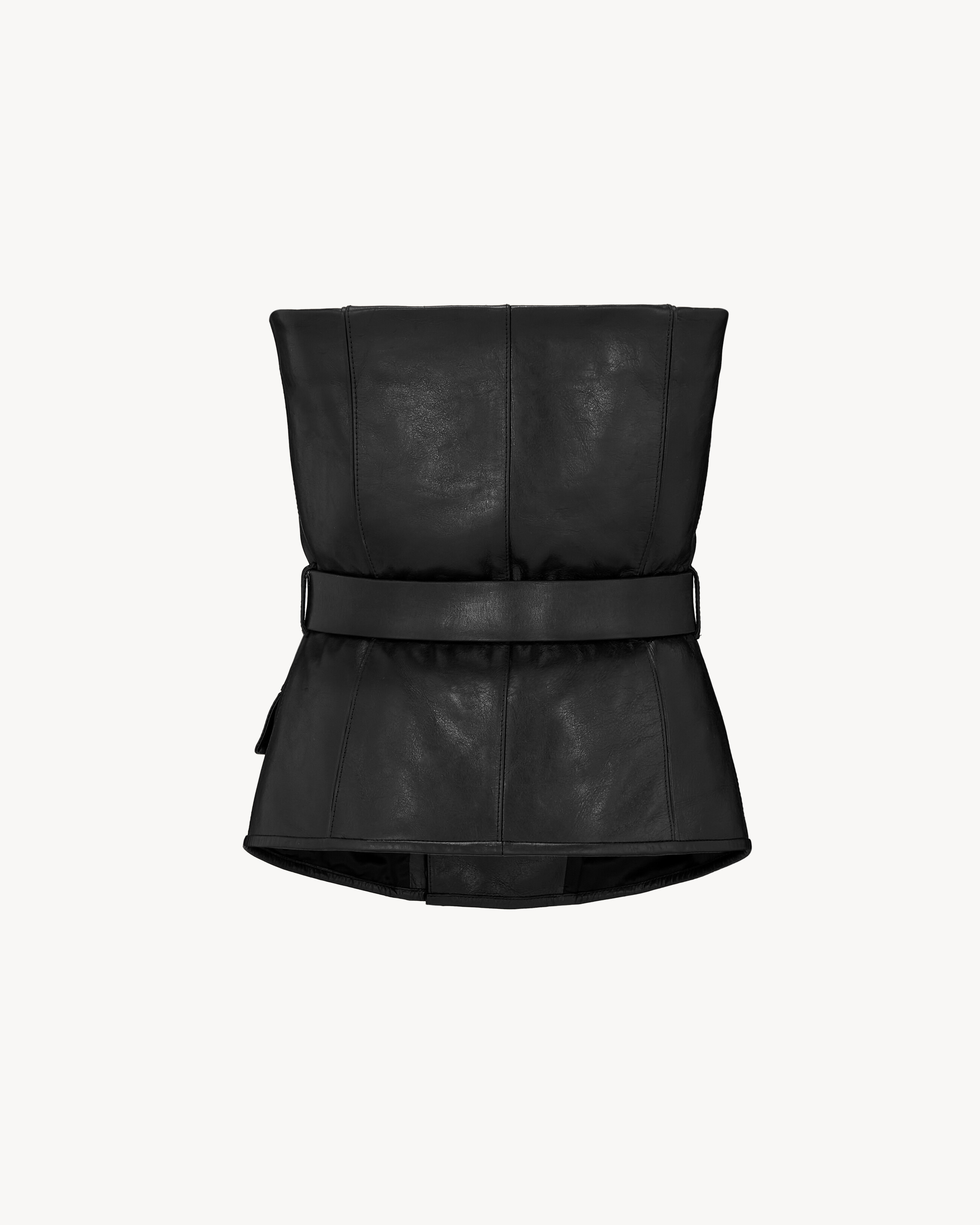 biker bustier in creased leather