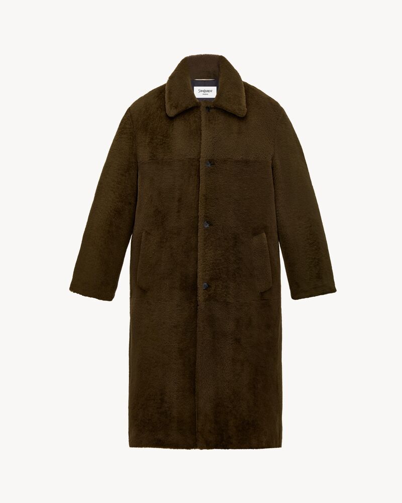 balmacaan coat in shearling