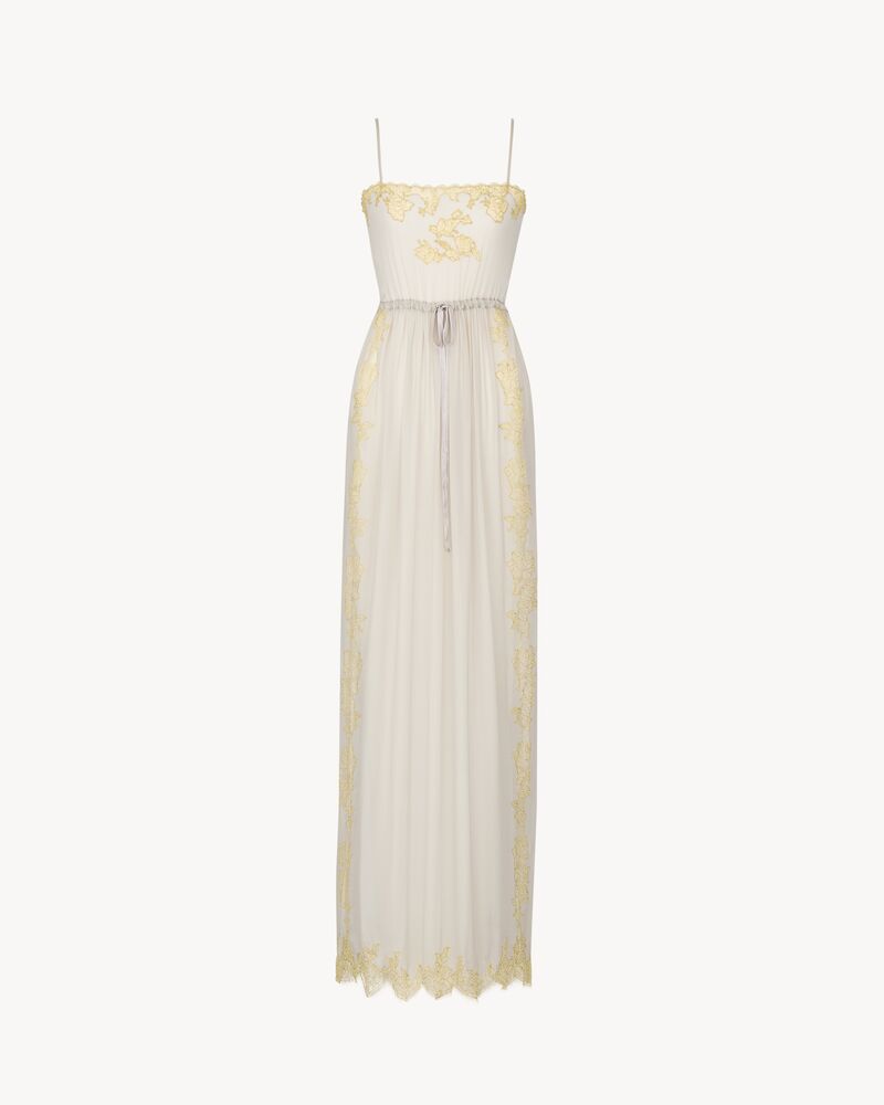 laced dress in silk crepe muslin