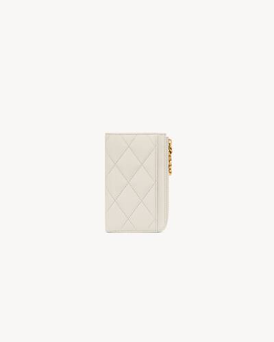 YSL ミニウォレット / カードケース アイボリー AUTH SAINT LAURENT Monogram Fragment Zip Card Case coin purse