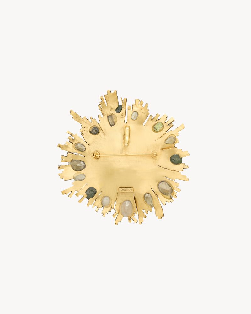 sunburst brooch in resin and glass