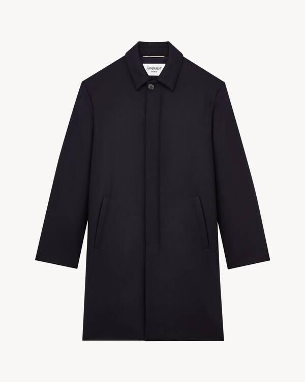 down car coat in brushed wool flannel in Blue | Saint Laurent | YSL US