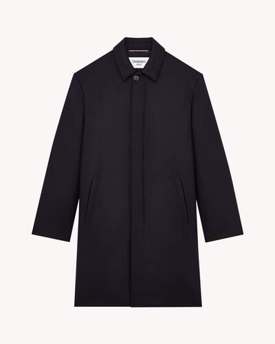 down car coat in brushed wool flannel in Blue | Saint Laurent | YSL US