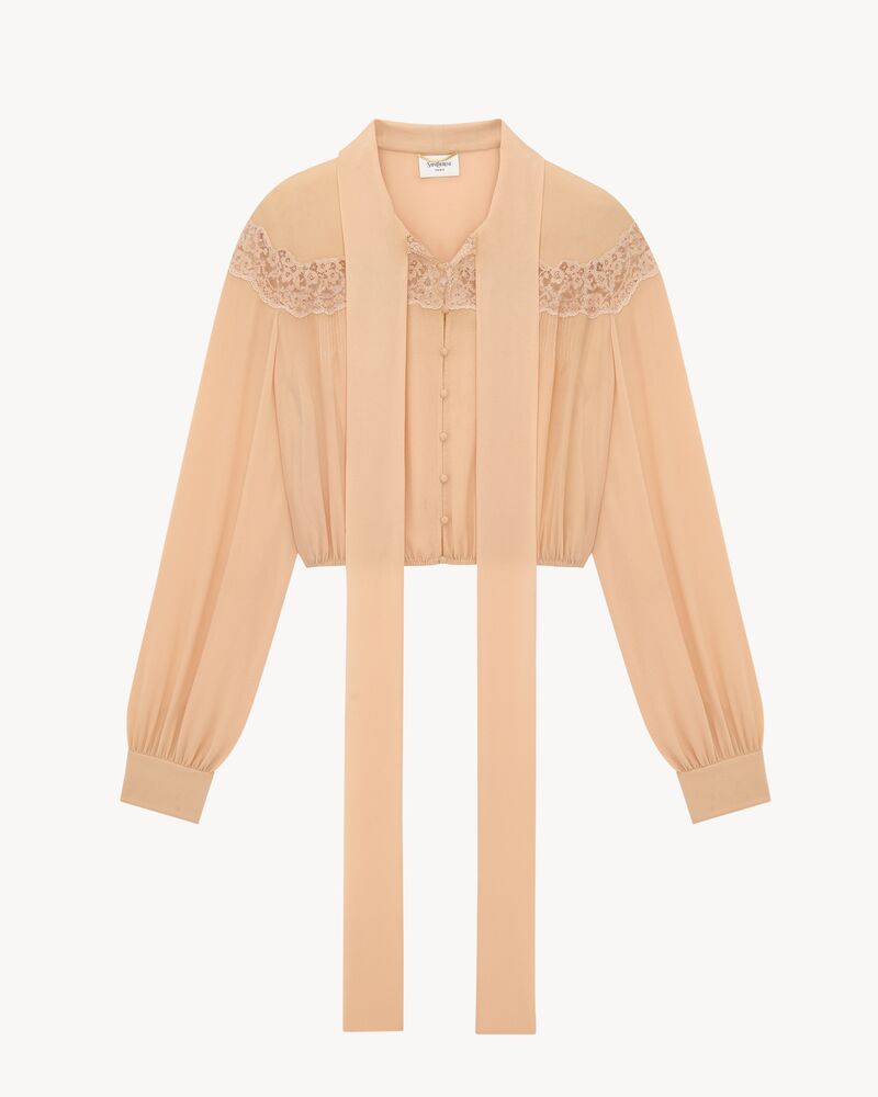 lavallière blouse in silk georgette and lace