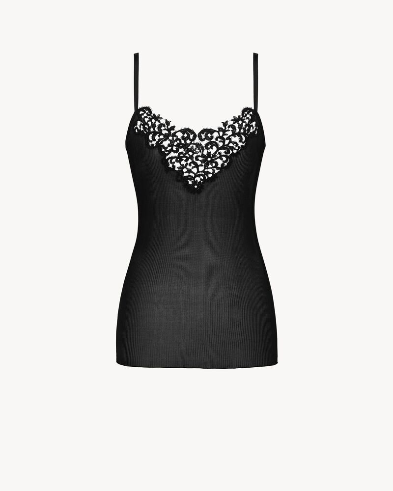 guipure tank top in ribbed silk