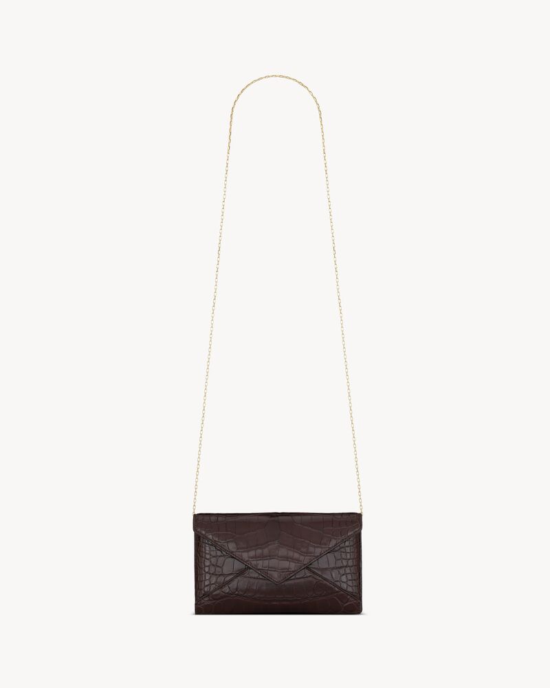 LETTER chain wallet in shiny alligator