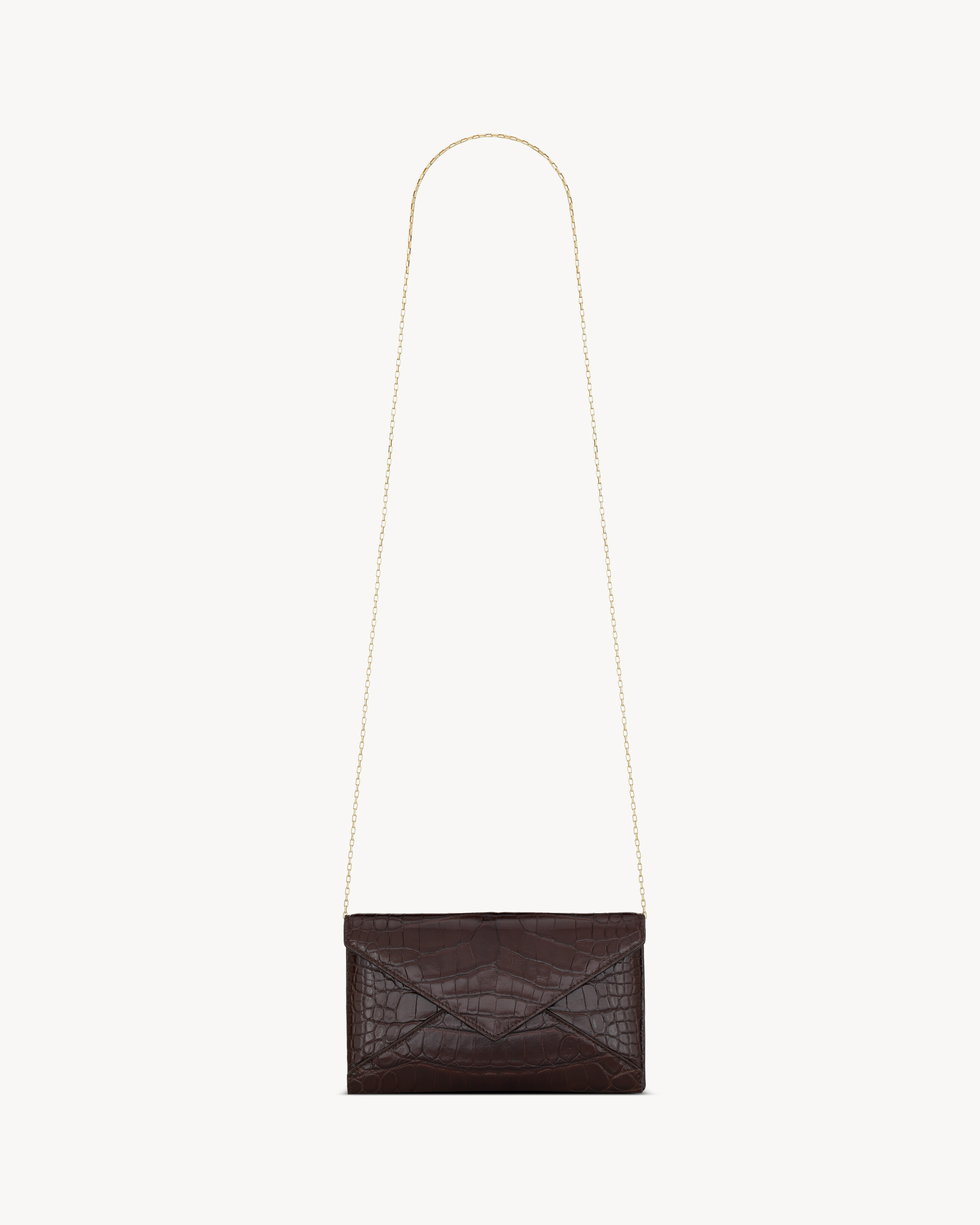 LETTER chain wallet in shiny alligator