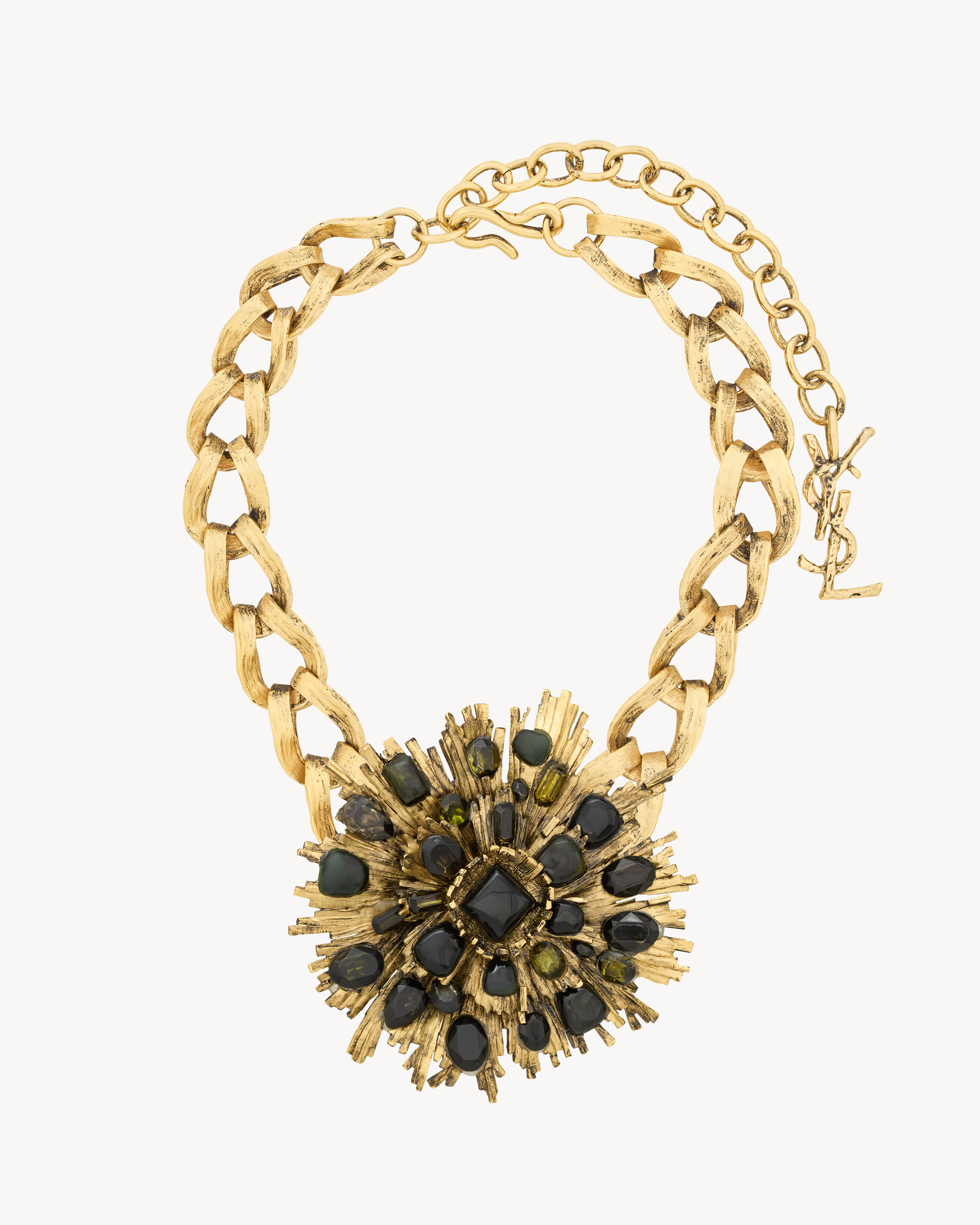sunburst chain necklace in resin and glass