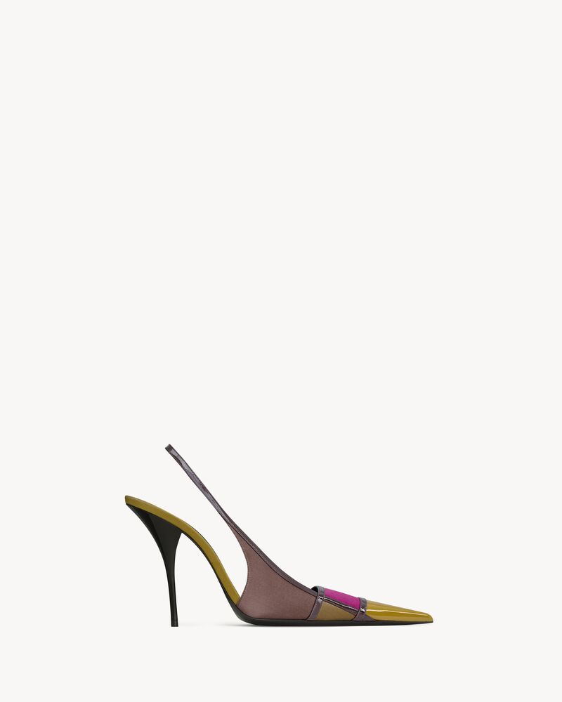 JAZZ slingback pumps in satin crepe and patent leather