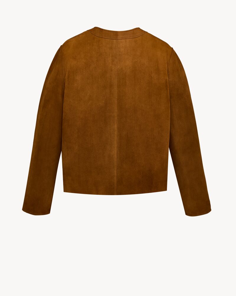 Giacca corta in pelle di agnello suede