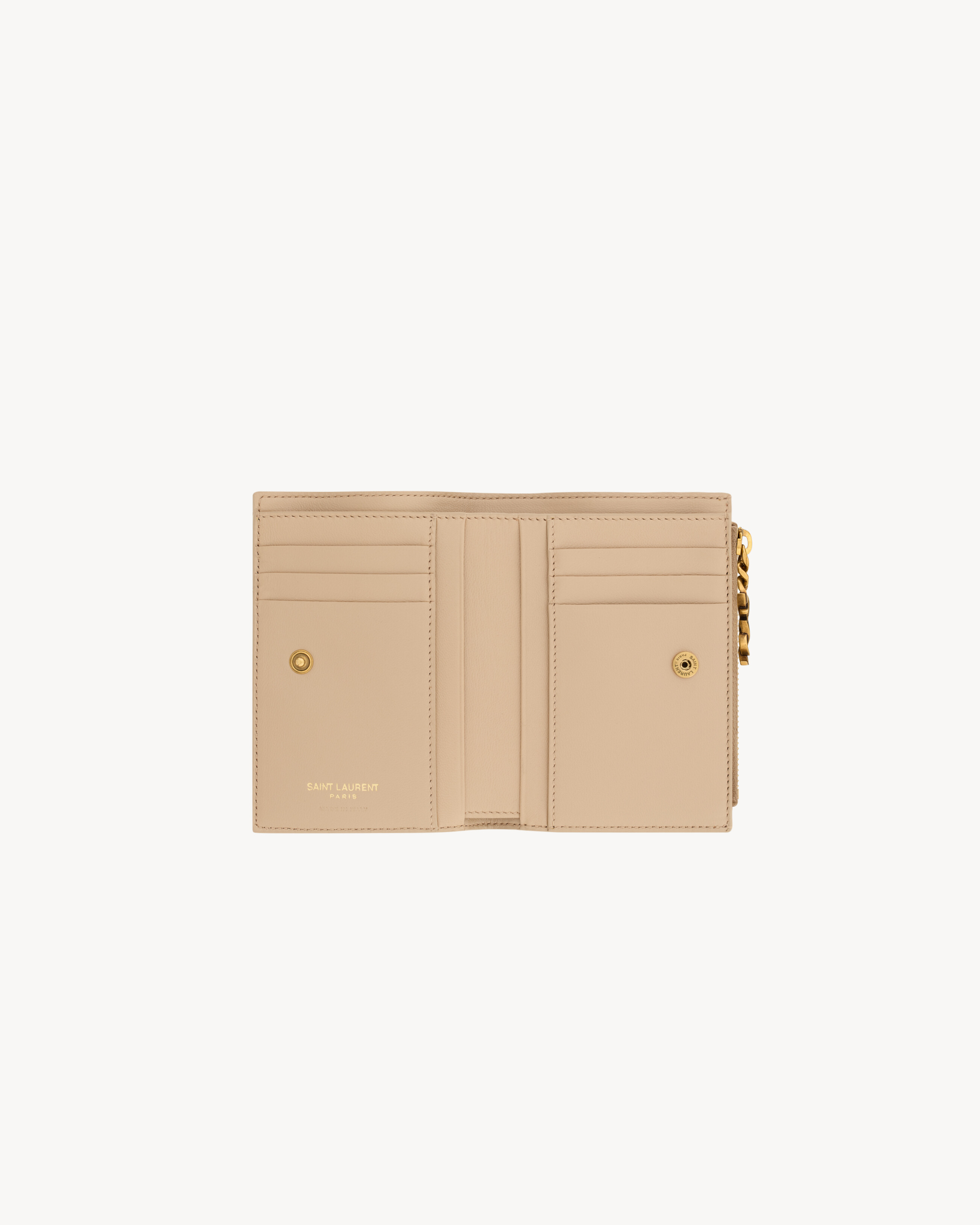 CASSANDRE BIJOU Bi fold Wallet In Lambskin In Beige Saint Laurent cassandre-bijou-bi-fold-wallet-in-lambskin-in-beige-saint-laurent