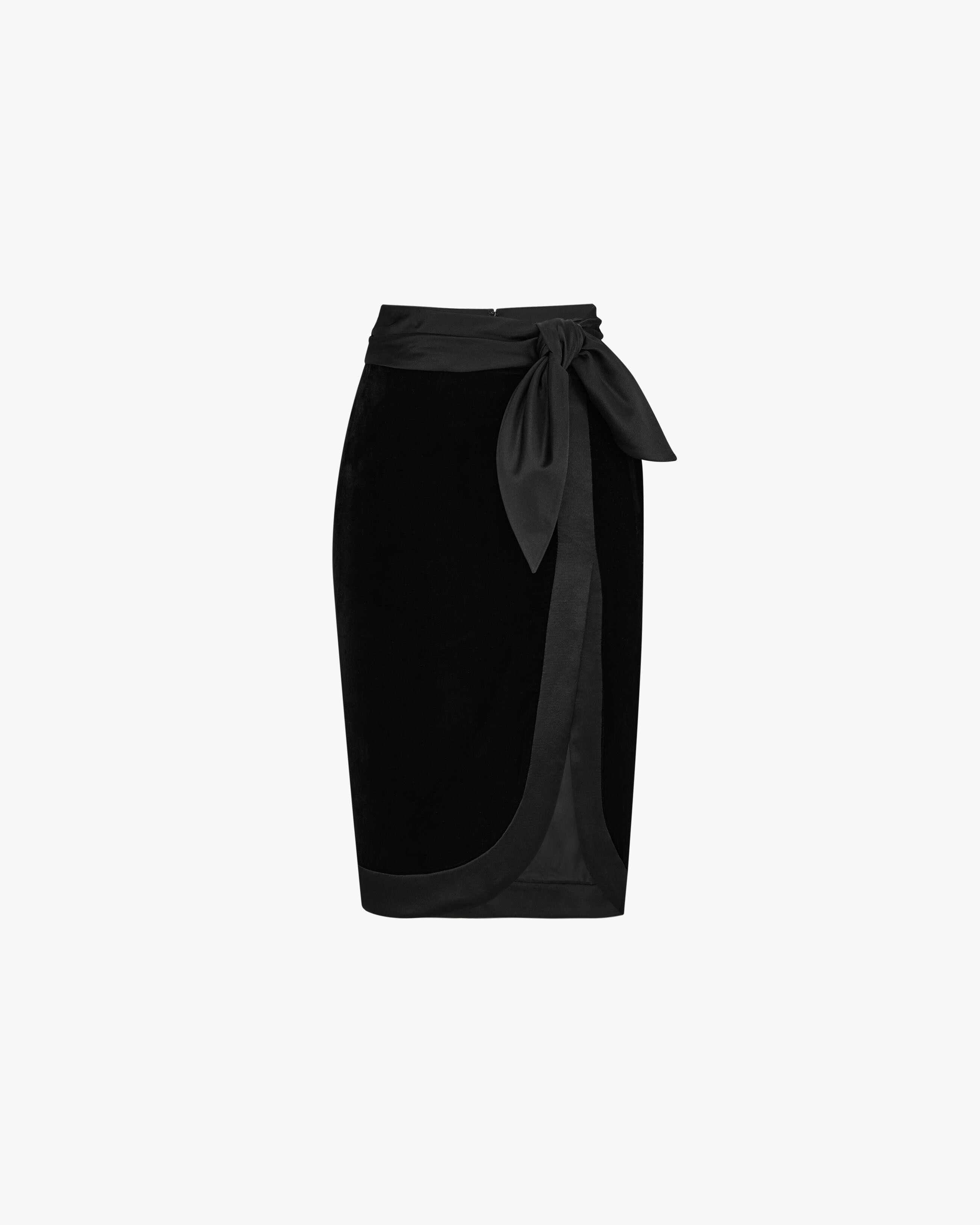 Jupe portefeuille en velours et satin