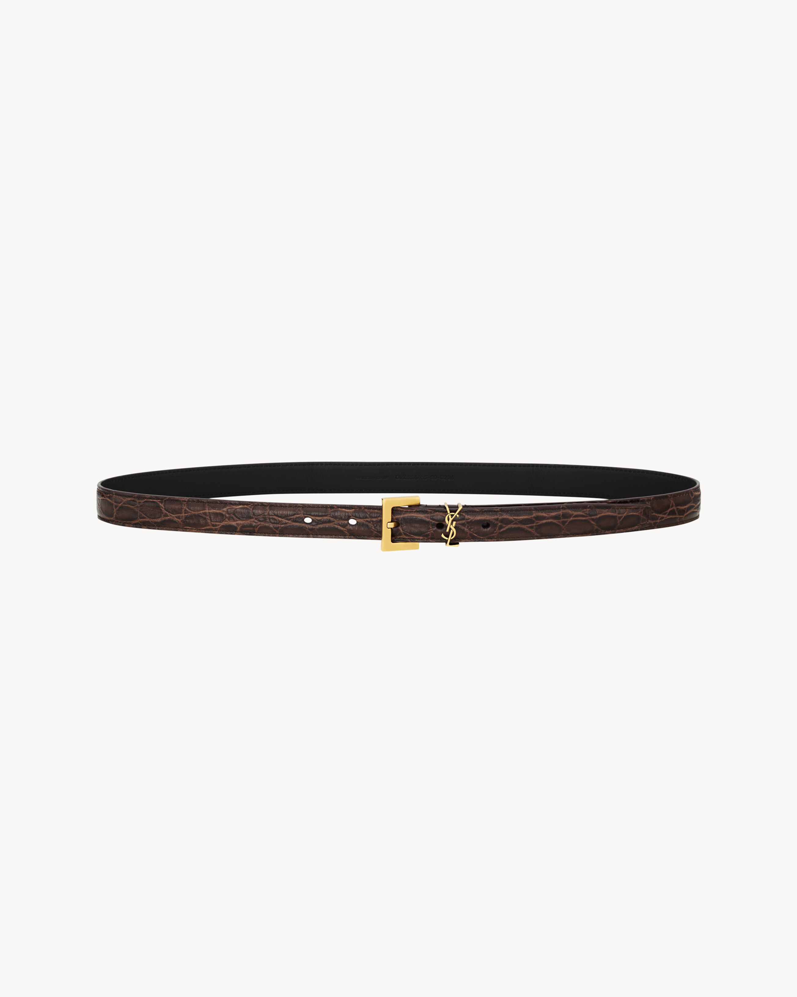 CASSANDRE thin belt in crocodile-embossed leather
