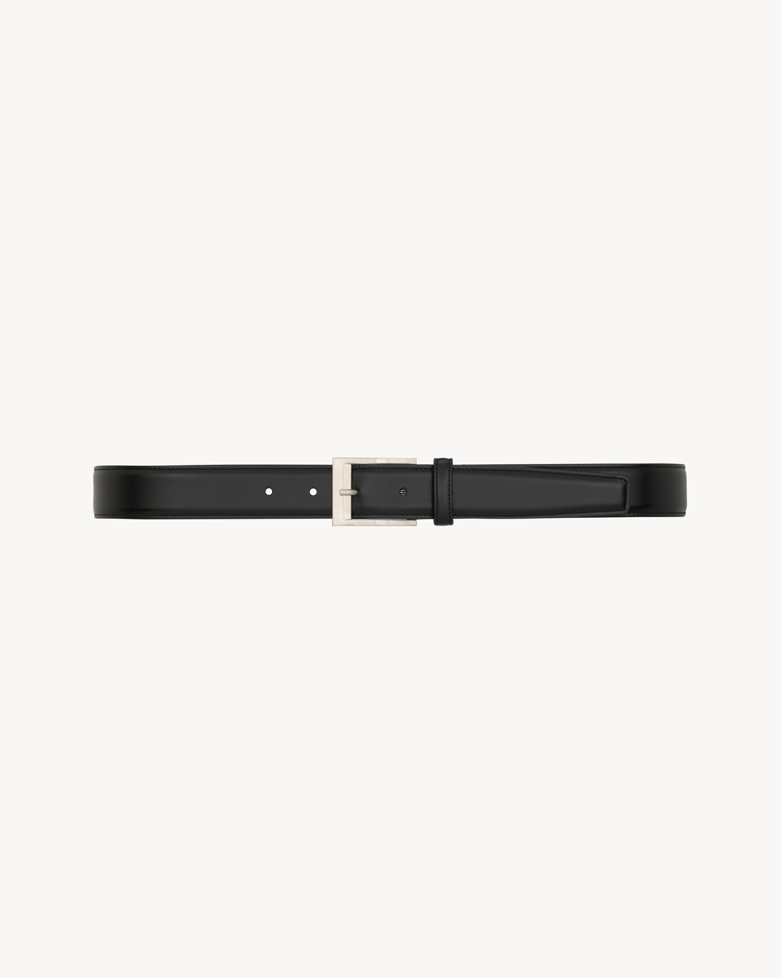 rectangular buckle belt in smooth leather
