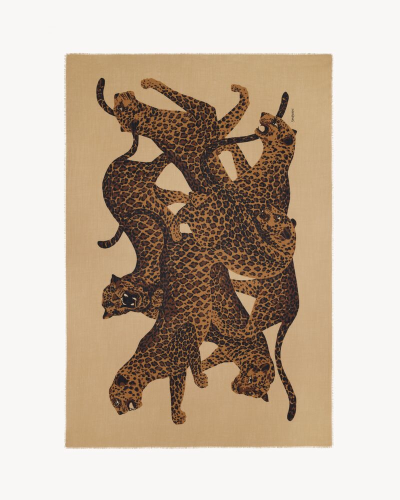 STOLA IN TWILL DI LANA MOTIVO LEOPARDO