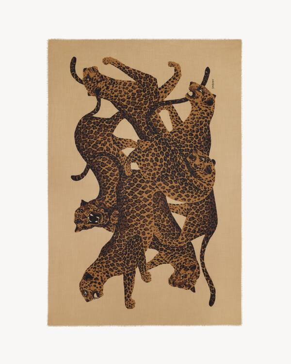 STOLA IN TWILL DI LANA MOTIVO LEOPARDO