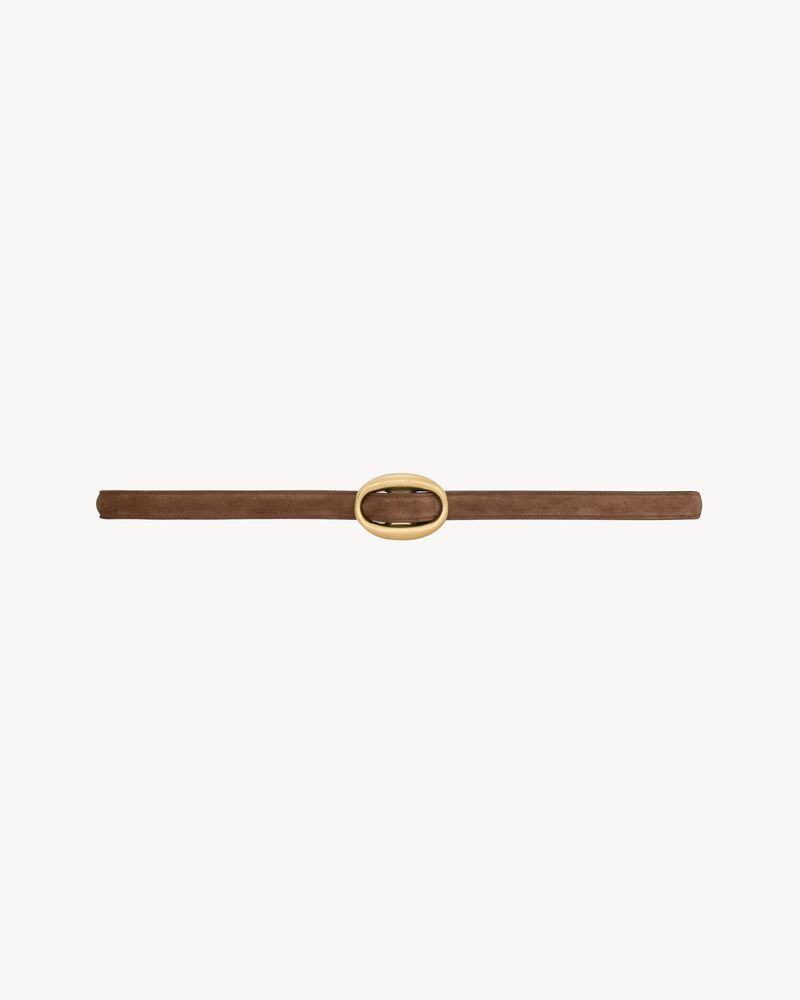 oval buckle thin belt in suede
