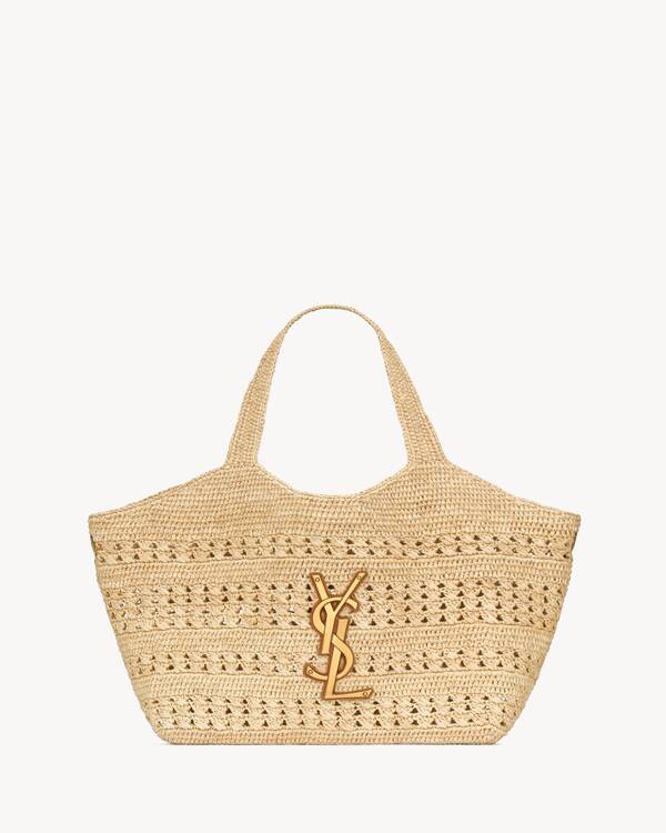 ICARE medium in raffia in Beige | Saint Laurent | YSL EN-US