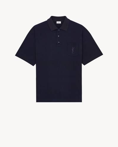 polo in silk and cotton in Blue | Saint Laurent | YSL US