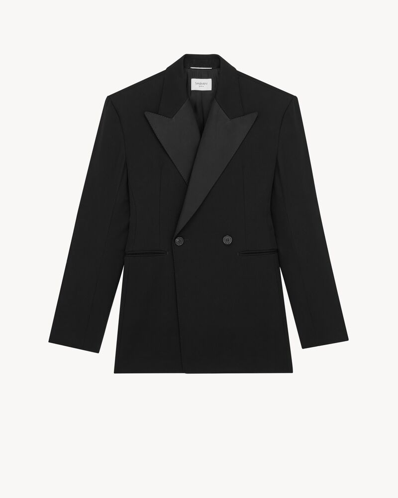 double-breasted tuxedo jacket in grain de poudre