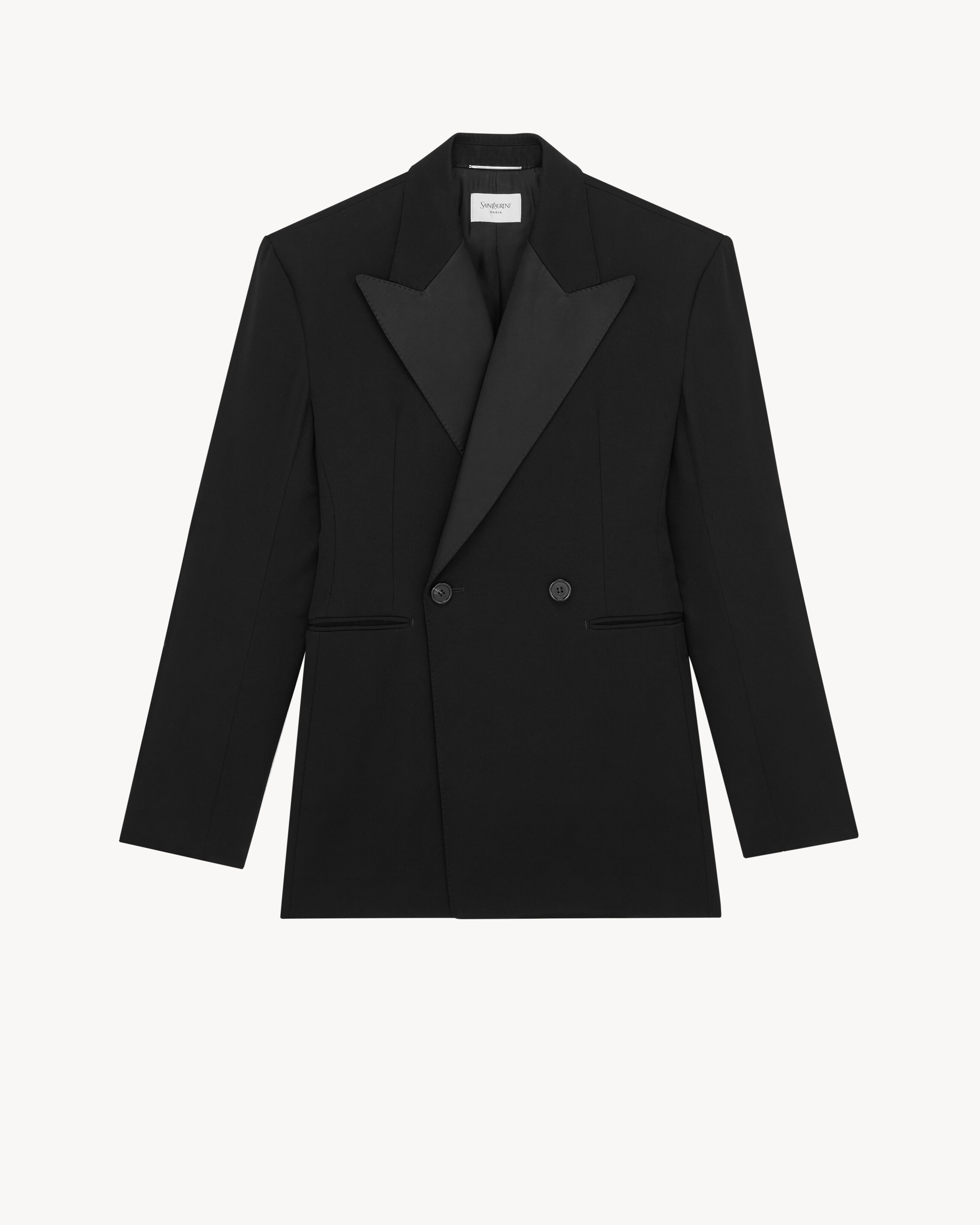 double-breasted tuxedo jacket in grain de poudre